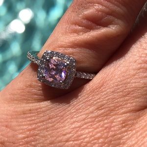 Sterling Silver with Pink cubic zirconia